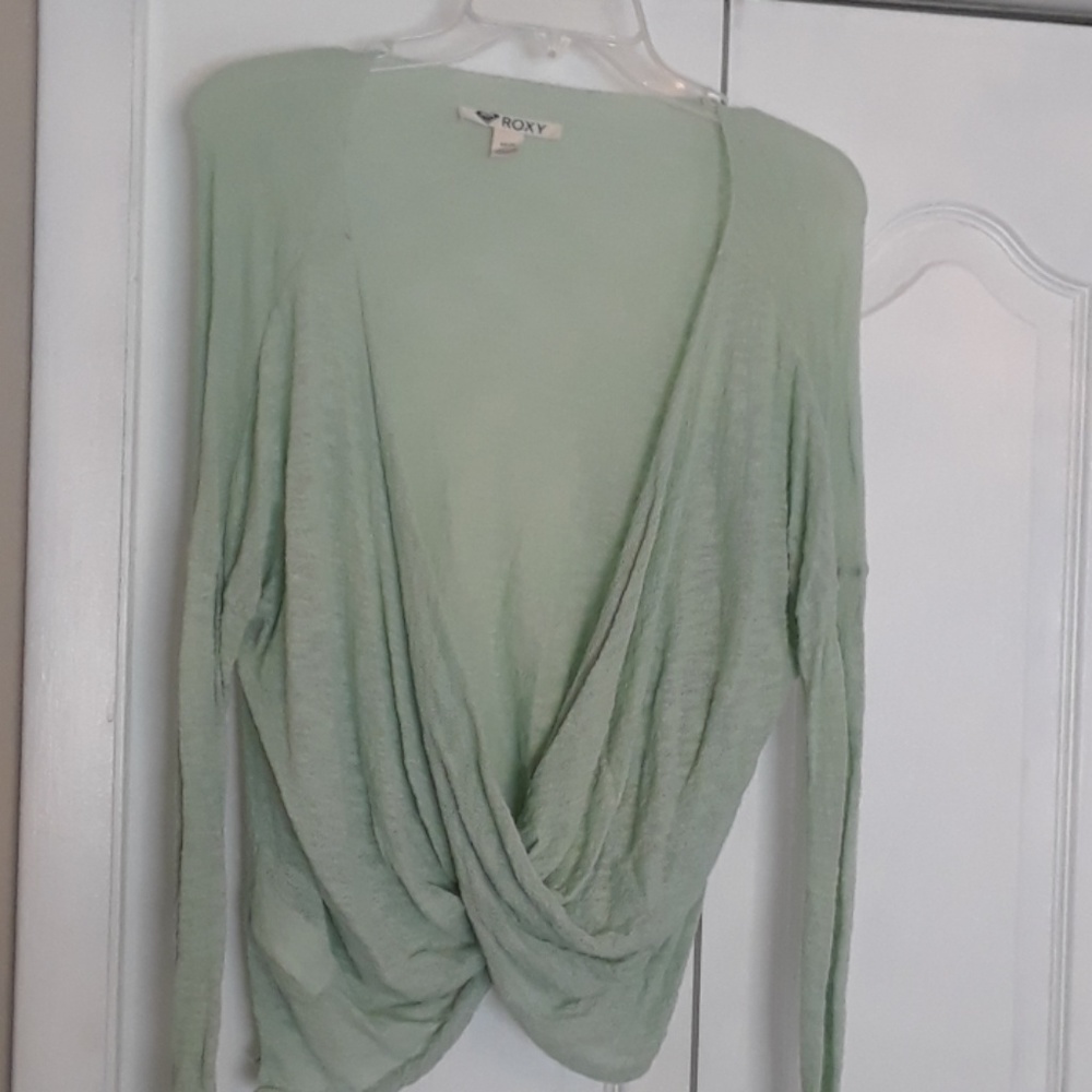 Seafoam green draped top